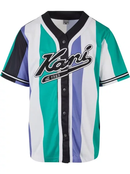 Karl Kani Tricou albastru fumuriu / verde jad / negru alb