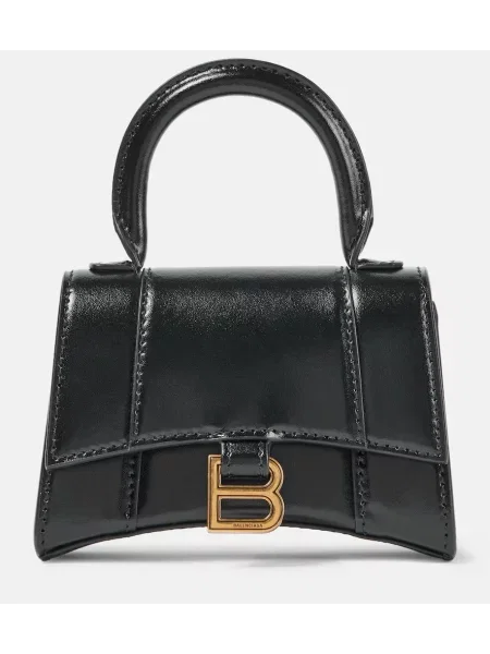 Geanta de piele Balenciaga Hourglass din piele negru