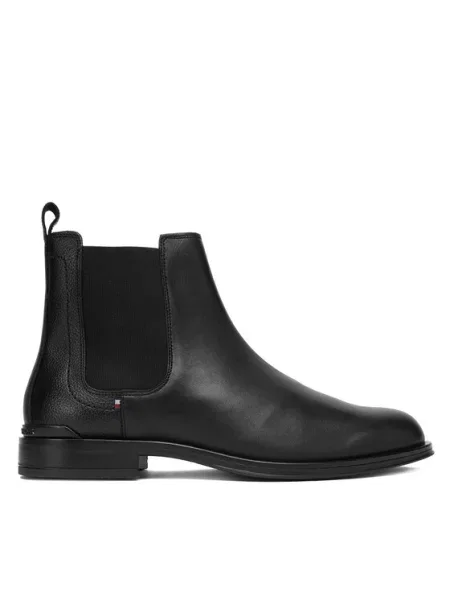 Кожени боти челси Tommy Hilfiger CORPORATE HILFIGER LTH CHESLEA мъжки черно