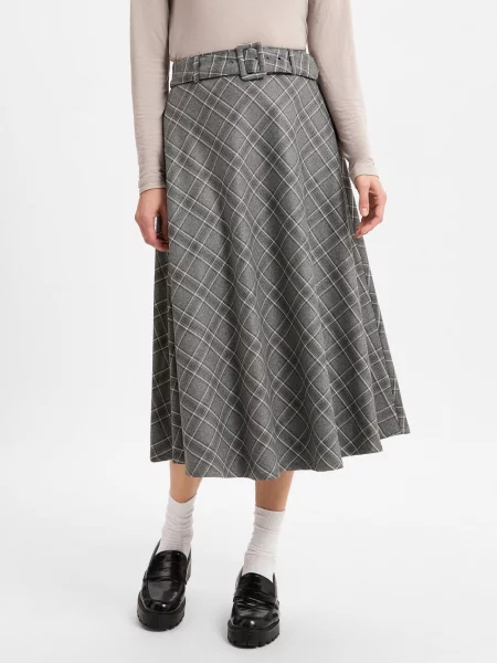 More & More spódnica midi Kobiety Sztuczne włókno szary w kratkę 34
