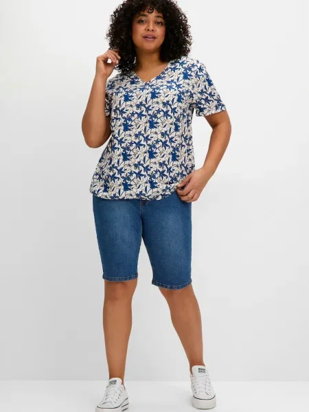 SHEEGO Tricou ecru albastru