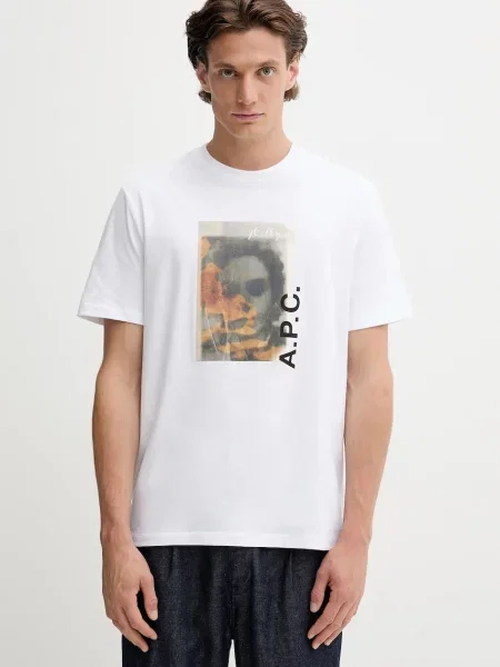 Kratka majica A.P.C. t-shirt jean portrait gots bela
