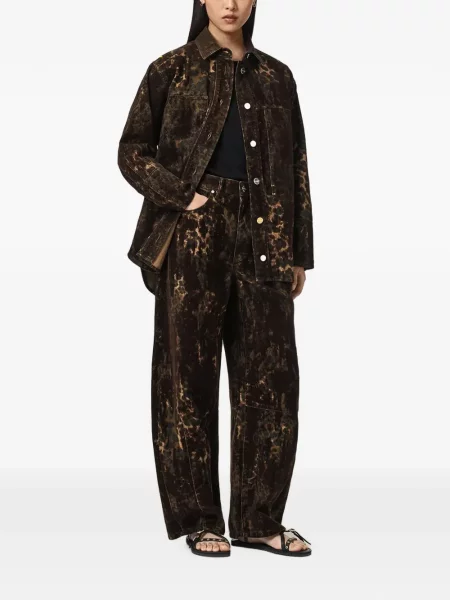 Cămașă de blugi Allsaints cu imagine cu model leopard maro