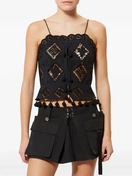 Top Isabel Marant cu broderie negru