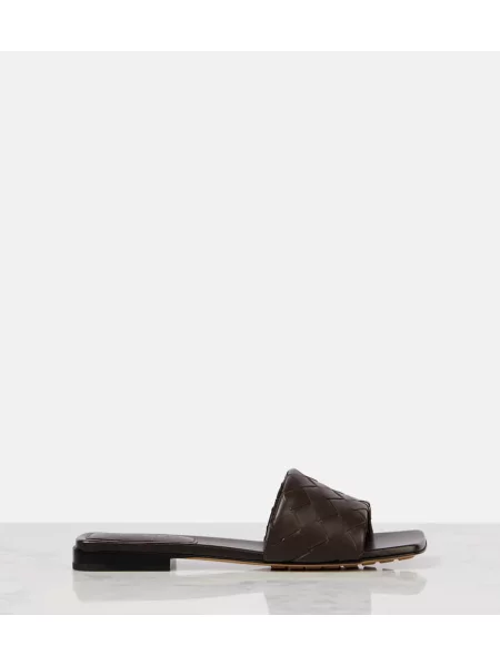Papuci tip mules Bottega Veneta din piele maro