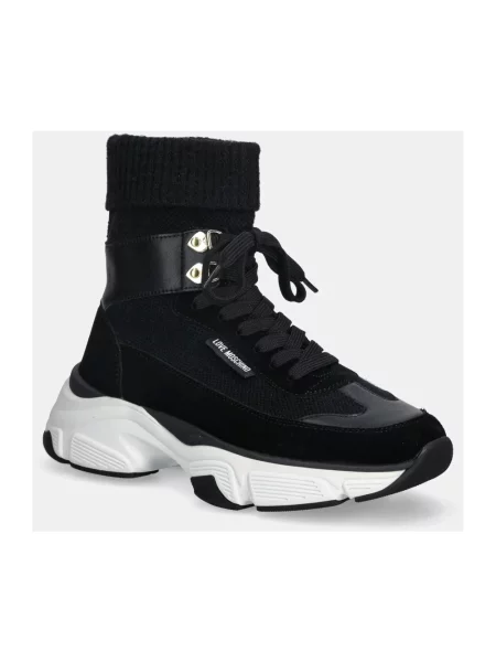 Sneakersy Love Moschino skórzane na platformie czarne