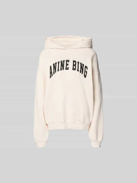 Bluza z kapturem o kroju oversized z nadrukiem z logo Anine Bing różowa