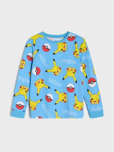 Sinsay tričko s dlouhým rukávem s potiskem Pokémon modrá