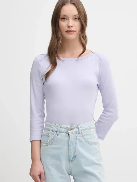 Блуза с дълги ръкави United Colors of Benetton розово виолетово