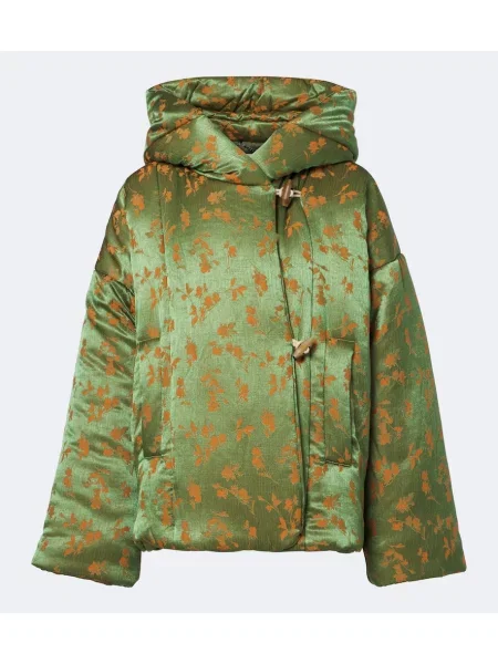 Geacă cu puf Dries Van Noten cu model floral verde