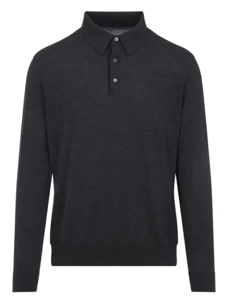 Lung tricou polo Kiton gri
