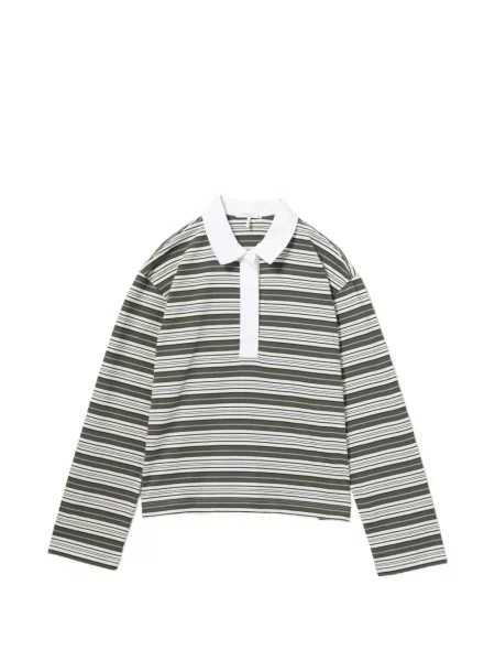 Lung tricou polo Rag & Bone cu dungi verde