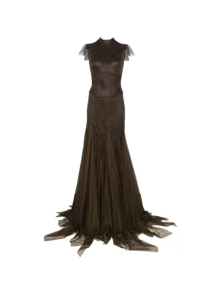 Rochie maxi De La Vali din dantelă maro
