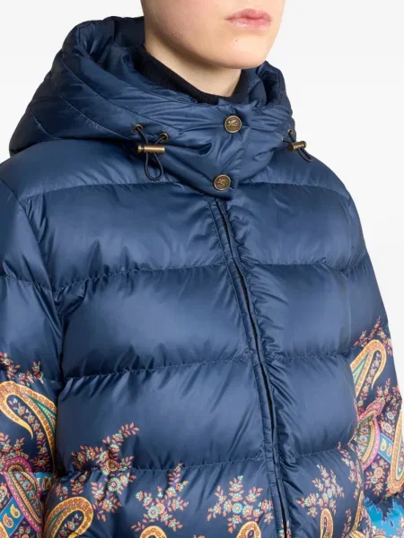 Palton Etro cu glugă cu imagine cu model paisley albastru