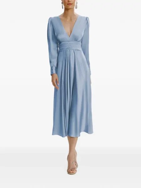 Lung rochie midi Framboise cu volane albastru
