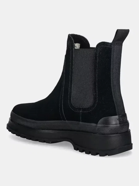 Gant botine din piele întoarsă Wintly cu plat izolare ușoară negru