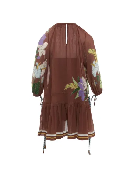 Rochie mini Alemais cu model floral cu imagine maro