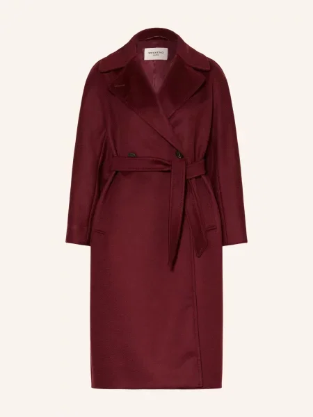 Weekend Max Mara Vlněný Kabát Resina tmavě červená