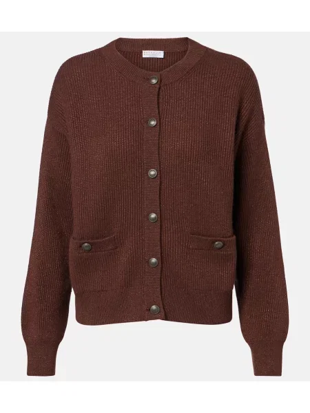 Cardigan Brunello Cucinelli din cașmir maro