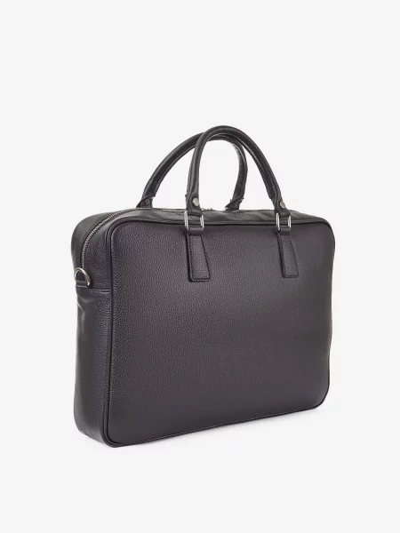 Кожаная сумка для ноутбука Inbag черная