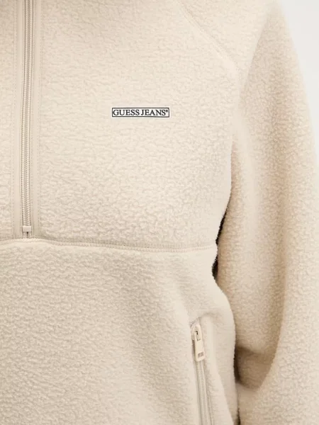 Флісова кофта Guess Jeans однотонна бежевий