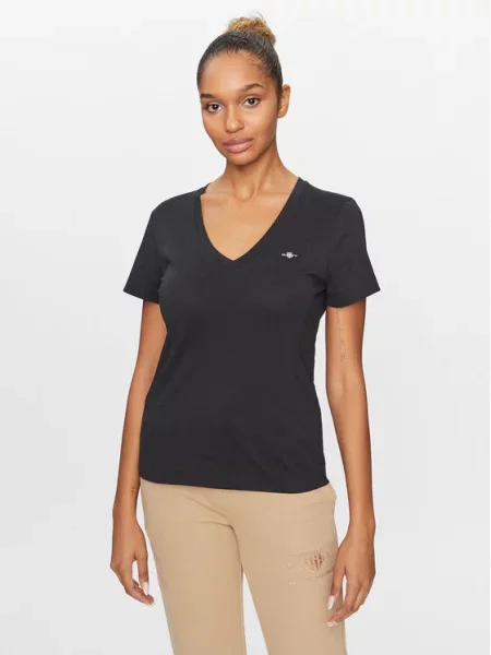 PÓLÓ GANT REG SHIELD SS V-NECK T-SHIRT rózsaszín XS fekete