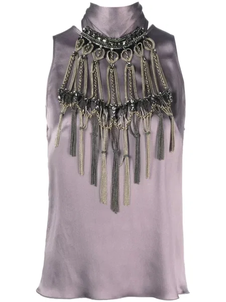 Stras top Alberta Ferretti fără mâneci violet