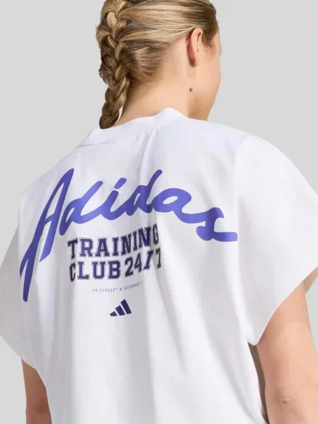 T-shirt sportowy o luźnym kroju z mieszanki bawełny model PrimeLift' Adidas Training biała