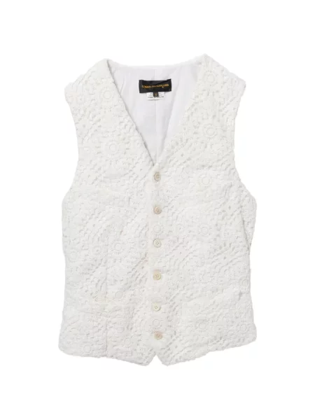 Vestă Comme Des Garçons cu broderie cu model floral alb