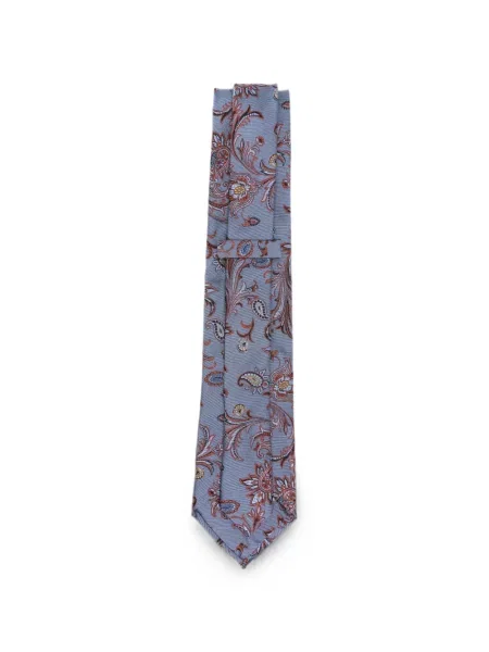 Cravată Etro de mătase cu imagine cu model paisley gri