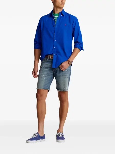 Tricou polo Polo Ralph Lauren cu glugă cu blană cu broderie roșu