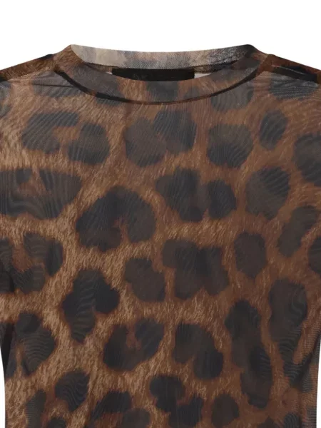 Scurt tricou Philipp Plein cu imagine cu model leopard maro