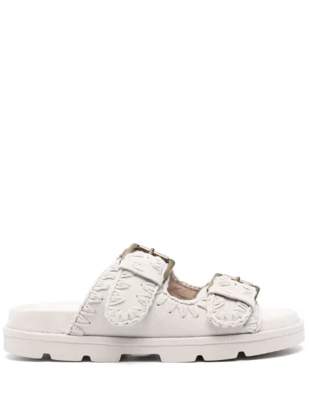 Велурени чехли Mou с катарама сиво