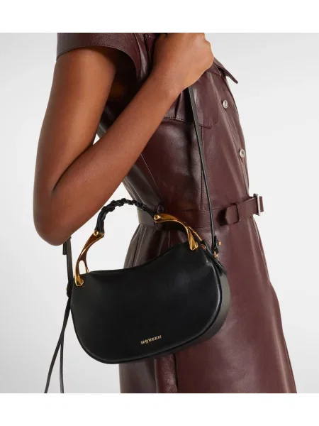 Top Mcqueen din piele negru