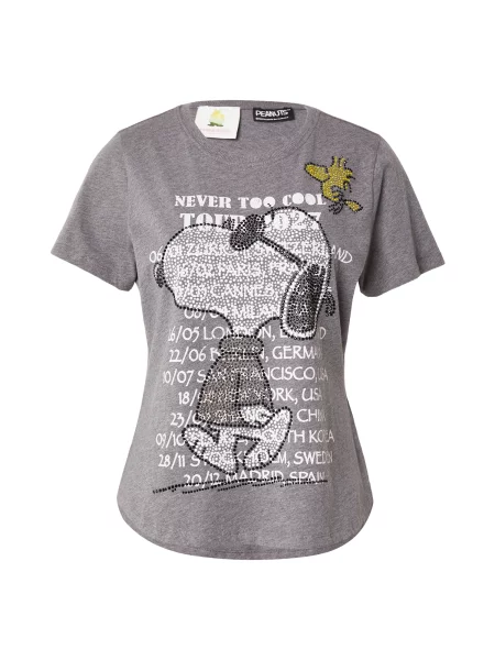 PRINCESS GOES HOLLYWOOD Tricou Peanuts Tour gri amestecat / negru alb
