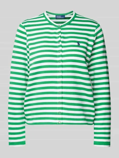 Kurtka z dzianiny z wyhaftowanym logo model ‘TERRY’ Polo Ralph Lauren zielona
