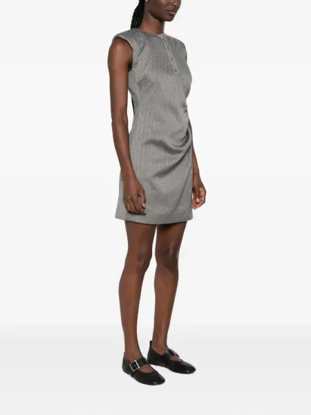 Rochie mini Maje fără mâneci cu model herringbone gri