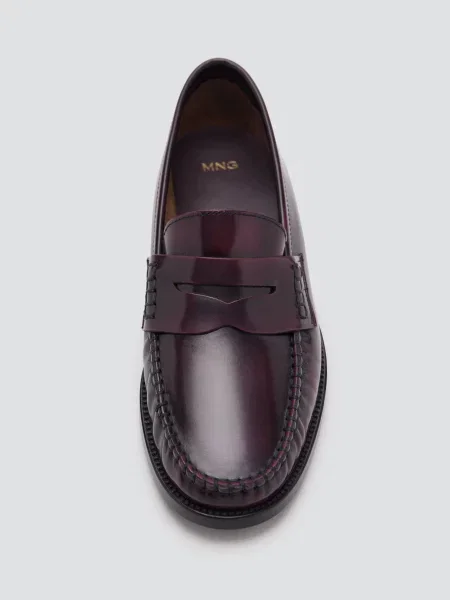 Шкіряні Лофери MANGO бордовий