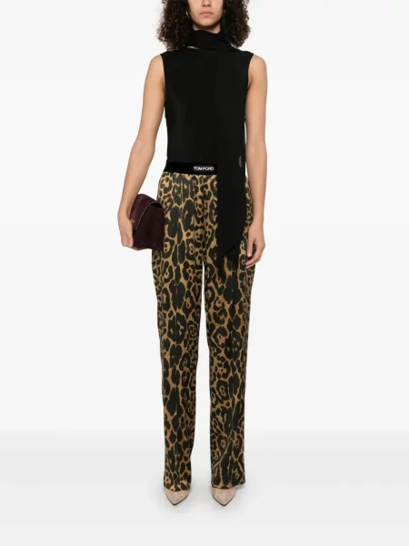 Pantaloni Tom Ford cu imagine cu model leopard maro