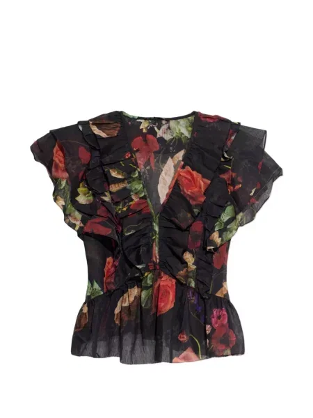 Bluză Allsaints cu model floral cu imagine negru