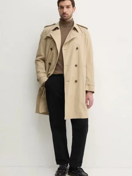 BOSS trencz przejściowy dwurzędowy beżowy