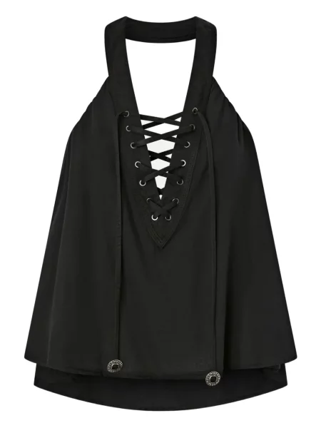 Top Pinko cu șireturi din dantelă negru