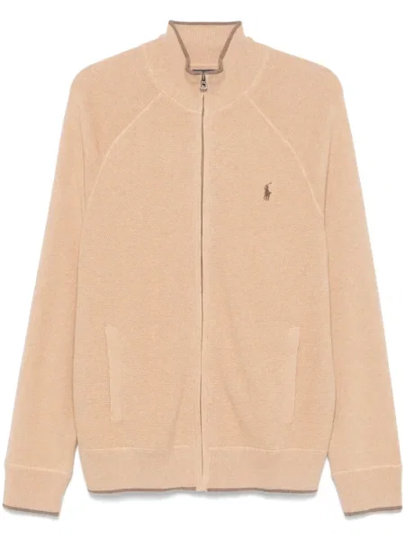 Haftowana skinny koszulka Polo Ralph Lauren płócienna zielona