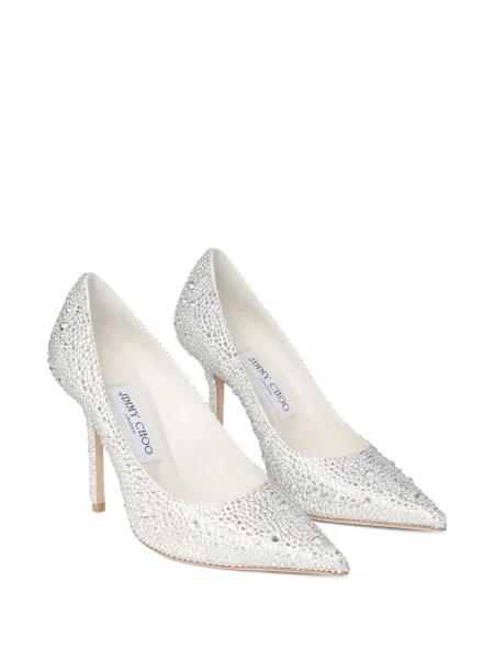 Pantofi cu toc Jimmy Choo de cristal argintiu