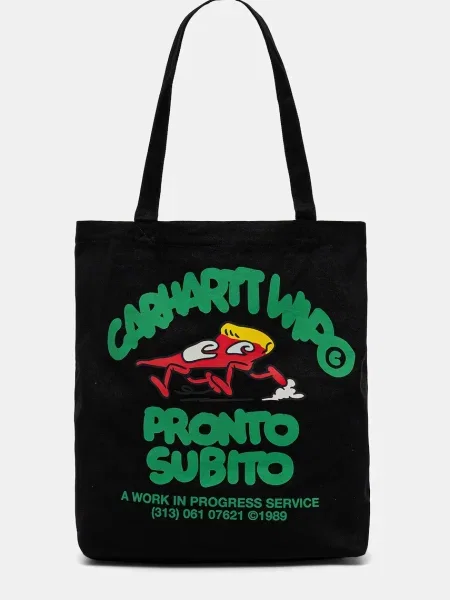 Geantă Carhartt WIP Canvas Graphic Tote Pronto Print/ Black Universal negru
