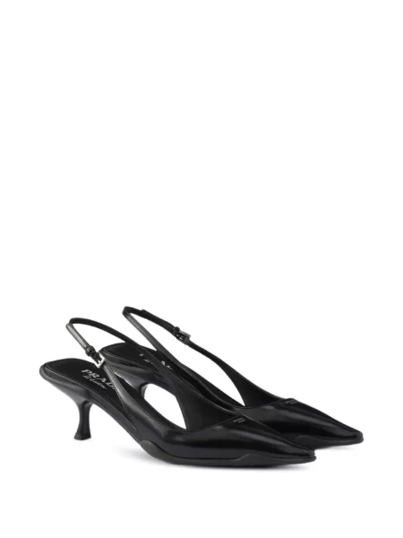 Pantofi cu toc Prada din piele slingback negru