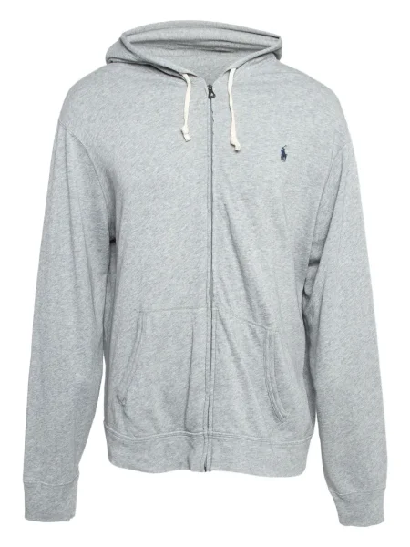 Lanena majica s kapuljačom Polo Ralph Lauren kuglice siva