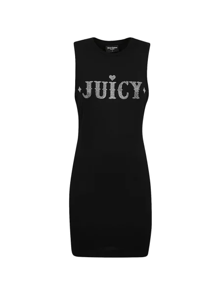 Sukienka mini Juicy Couture z okrągłym dekoltem z autografem czarna