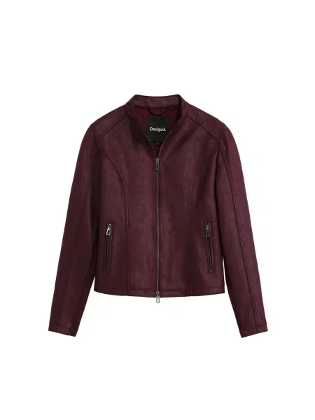 Desigual Jakna iz umetnega usnja Basic Bordo rdeča