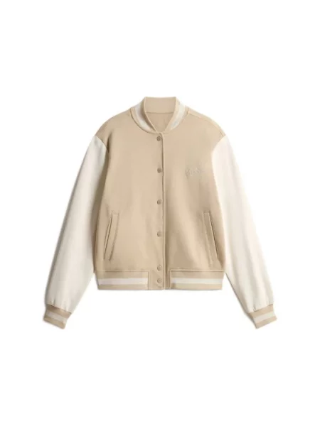 Kurtka bomber Woolrich zapinany na zatrzaski beżowy